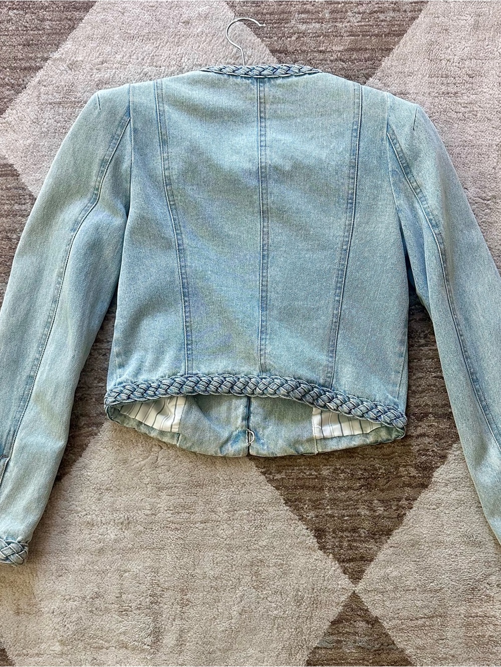Veronica Beard Arrowe Jacket Glazier Braided Denim Jacket Size 0 - Picture 9 of 11
